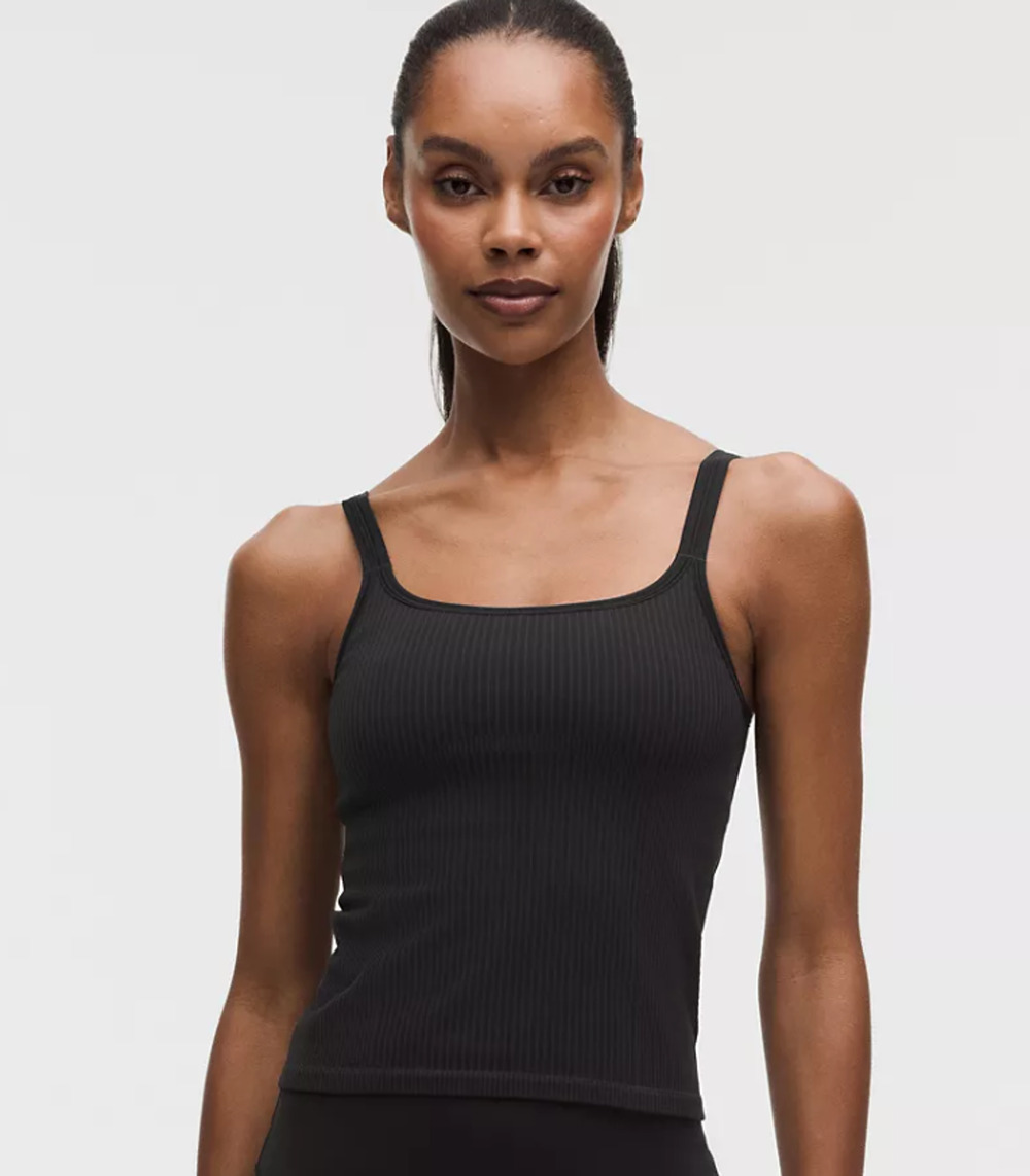 Lululemon Sz 2 Ebb to Street Scoop-Neck Cropped Tank Top Light Support, LW1ERWS